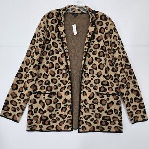 Talbots Leopard Wool Blend Sweater Blazer M NWT